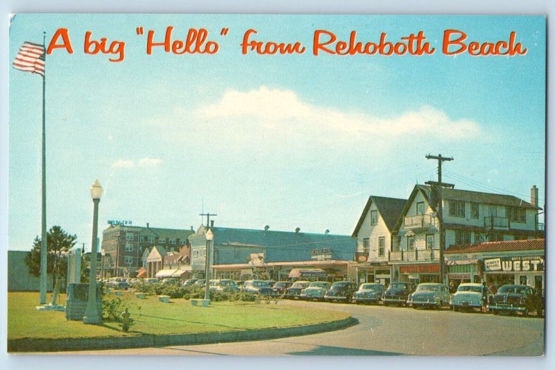 Rehoboth Beach Delaware DE Postcard Boardwalk View Rehoboth Avenue c1960 Vintage