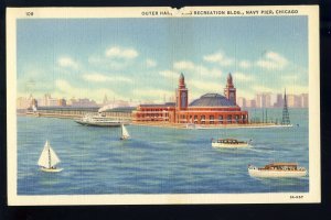 Chicago, Illinois/IL Postcard, Recreation Building & Harbor, Navy Pier