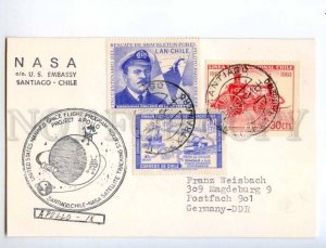 420381 CHILE 1969 year APOLLO 9 SPACE US embassy to GDR postcard