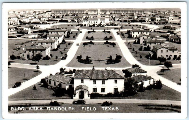 RPPC  RANDOLPH FIELD, Texas  TX   Birdseye BUILDING AREA ca 1940s   Postcard