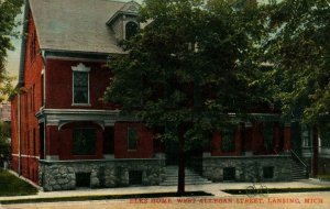 Circa 1910 Elks Home, West Allegan Street Lansing, Michigan Vintage Postcard P12