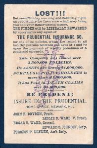 VICTORIAN TRADE CARD Prudential Insurance Company