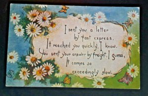 1910 Charlotte NC To Nunda NY Sent Letter Express Poem Comic Postcard Cover