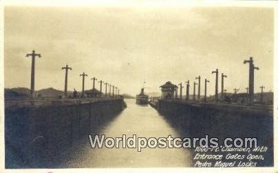 Real Photo 1000 Ft Chamber, Gates Open Pedro Miguel Locks Panama 1926 