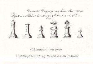 Victorian Chessmen Chess Board Game 1840s Piece Set Postcard