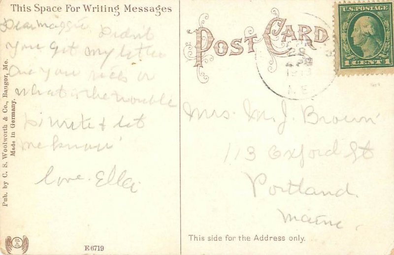 Bangor, Maine Stand Pipe Lighthouse Postmarked 1913