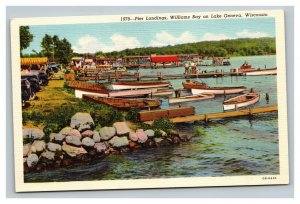 Vintage 1940's Postcard Pier Landings Boats Williams Bay Lake Geneva Wisconsin