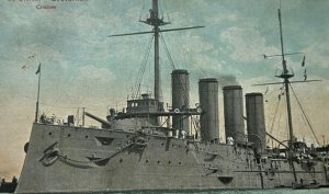 HMS Leviathan Cruiser Ship Royal Navy Vintage Postcard WWI Era 1907