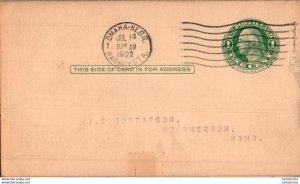 US Postal stationery 1c Omaha to Mc Pherson Advertisement Watch July trade st...