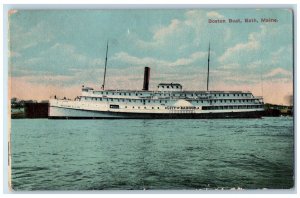 c1910 Boston Boat Bath Maine Steamer Ship City Bangor Vintage Antique Postcard