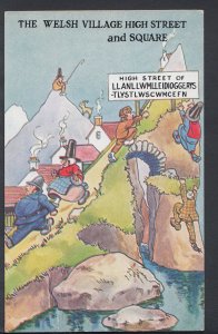 Wales Postcard - The Welsh Village High Street, Llanllwmlleidioggerys RS5417