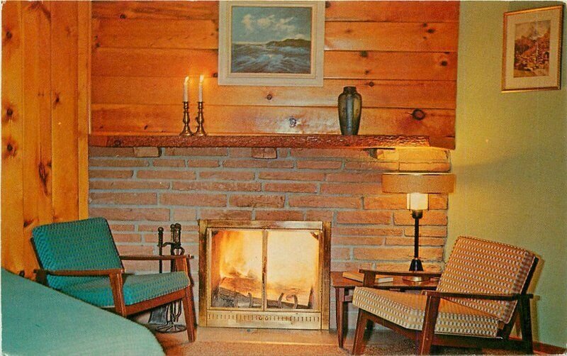 Colorado Grand Lake Lone Pine Lodge interior 1950s Brandenburg Postcard 22-5257