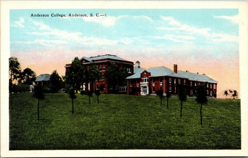Vtg 1920s Anderson College Anderson South Carolina SC Postcard
