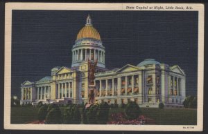 Arkansas LITTLE ROCK State Capitol at Night pm1943 ~ Linen