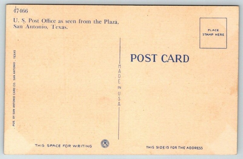 US Post Office  San Antonio Texas   Postcard