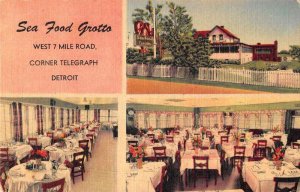 Detroit Michigan Sea Food Grotto Restaurant Vintage Postcard AA44865