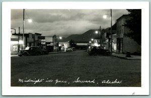 RPPC Street View Cars Shoe Midnight in June Seward Alaska AK 1940s Postcard F15