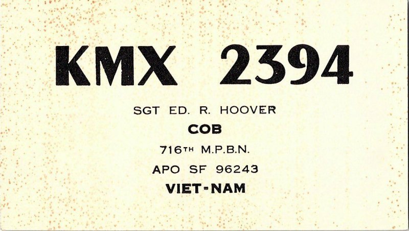 QSL Radio Card From Viet-Nam Vietnam KMX 394