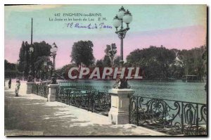 Old Postcard Enghien les Bains La Jetee and the shores of Lake