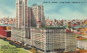 USA Hotel St George Clark Street Brooklyn New York Linen Postcard 04.06