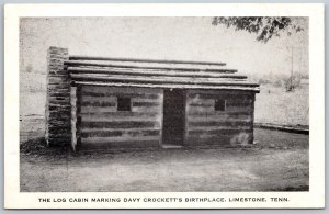 Vtg Limestone Tennessee TN Log Cabin Marking Davy Crockett Birthplace Postcard