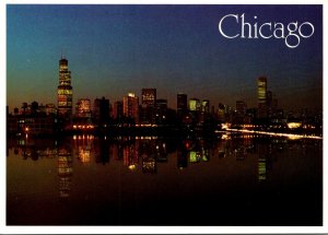 Illinois Chicago Skyline At Night