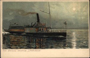 German Navy or Steamship Der Badische Dampfer ZAHRINGEN c1900 Postcard