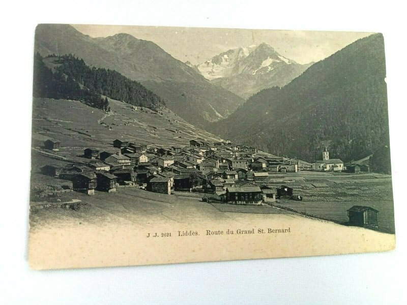Vintage Postcard Liddes Route du Grand St. Bernard Switzerland