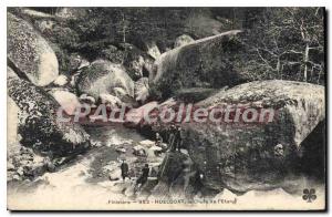 Old Postcard Brittany Finistere Huelgoat the Pond Fall