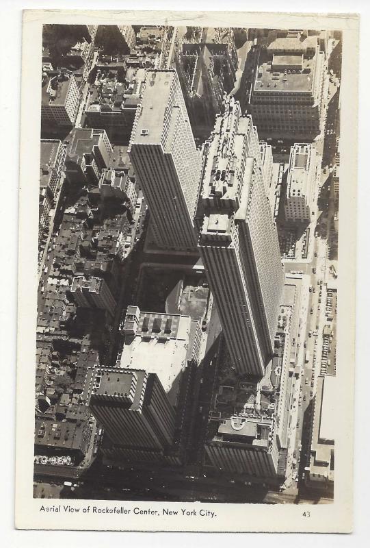 NY RPPC New York City Aerial View Rockefeller Center Mainzer Real Photo Postcard