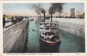 Iowa Keokuk First Boats Going Through Government Lock 1936 Curteich