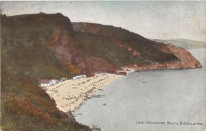 BABBACOMBE DEVON UK VIEW OF ODDICOMBE BEACH SALMON  SEPIO POSTCARD PSTMK 1925