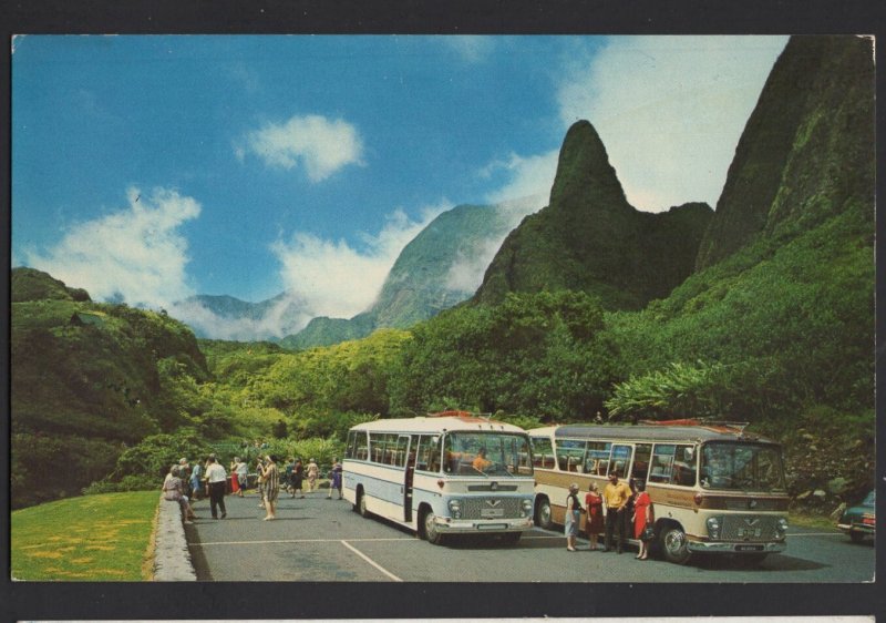 HAWAII MAUI'S IAO NEEDLE A Volcanic Spire Tour Busses State Park ~ Chrome