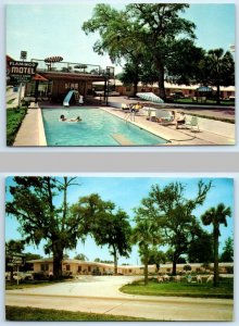 2 Postcards BILOXI, Mississippi MS ~ Roadside FLAMINGO MOTEL Pink House