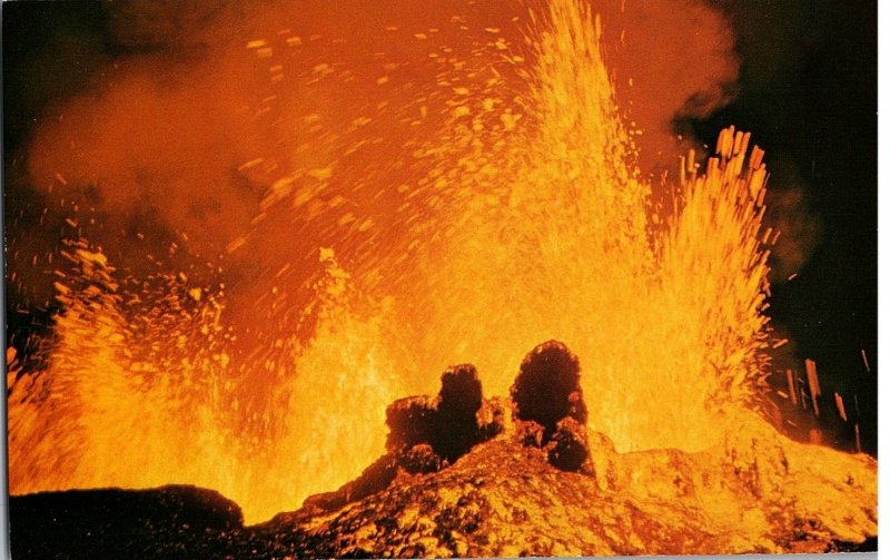 Hawaiian Volcano Lava Erupting and Flowing Hawaii Postcard