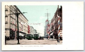 Main Street Memphis Tennessee TN Broadway Busses And Buildings View Postcard