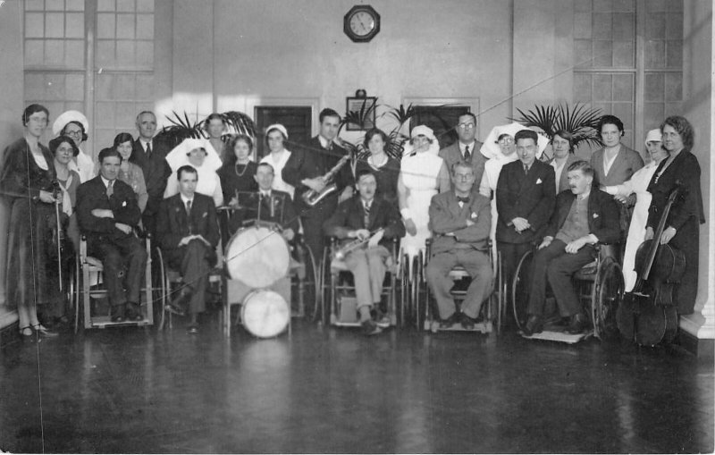 Lot350 real photo  group photo social history musical band  london tooting