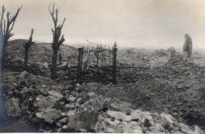 RPPC WWI Flanders Ostende Church Rubble Real Photo Postcard Battlefield