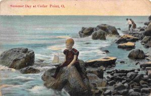 Child Model Yacht Toy Summer Day Cedar Point Ohio 1908 postcard