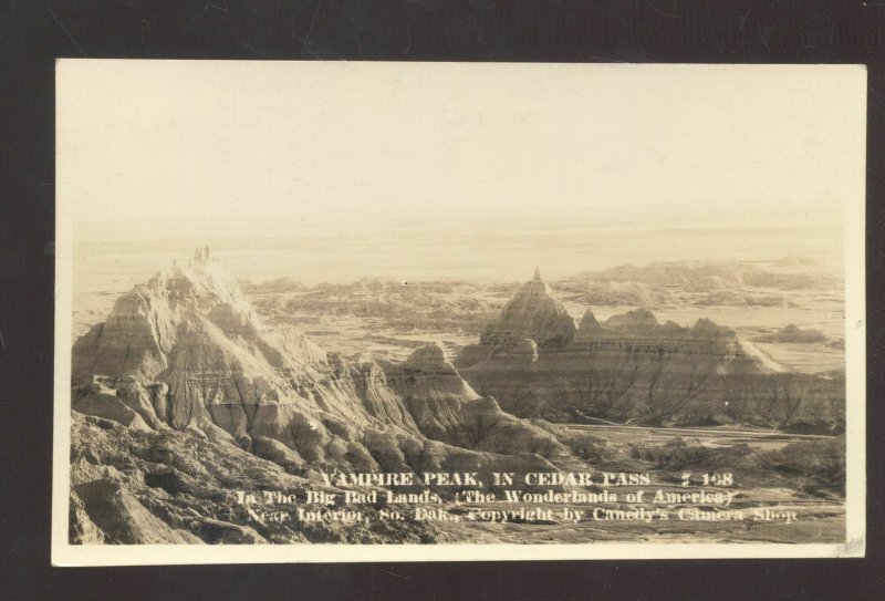 RPPC THE BADLANDS SOUTH DAKOTA SD VAMPIRE PEAK CEDAR PASS REAL PHOTO POSTCARD