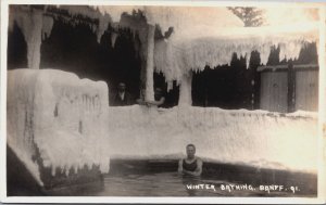 Canada Winter Bathing Banff Vintage RPPC C057