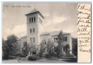 1906 High School Exterior Library Lee Massachusetts MA Vintage Antique Postcard 