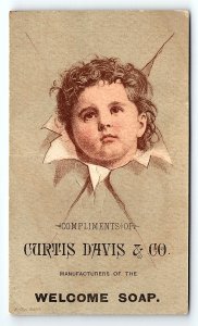 1881 CURTIS DAVIS & CO SOAP BOSTON MASS CALENDAR VICTORIAN TRADE CARD P1750