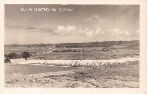 RPPC OKINAWA, Japan, US Military Cemetery, WWII Interest, Isa. Flag