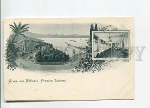 482577 Croatia Opatija Abbazia Gruss Pension Liederer Vintage postcard