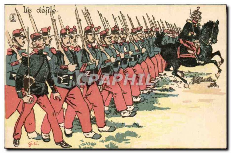 Old Postcard The Army parade