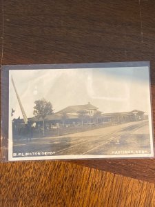 F43/ Hastings Nebraska RPPC Postcard 1910 Burlington Railroad Depot