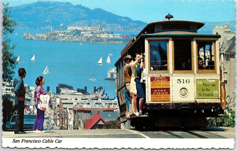 VINTAGE POSTCARD CABLE CAR AT HYDE STREET SAN FRANSISCO CALIFORNIA 1960s