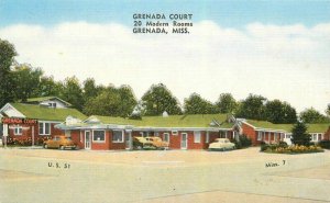 Granada Mississippi Court roadside Kropp linen 1954 Postcard 21-10524