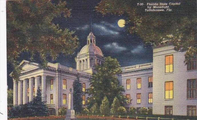 Florida Tallahassee State Capitol Building By Moonlight Curteich